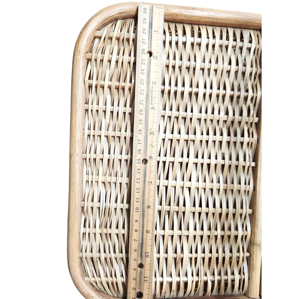 Vintage Large 2 Wine Bottle  Holder Rattan Bamboo Hinge Wicker Picnic Basket - Picture 9 of 15